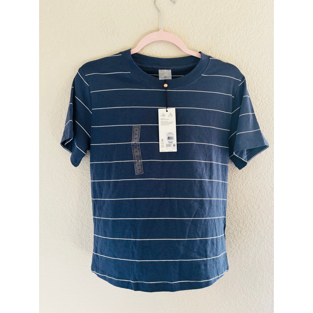 Women's CALIA Striped T-Shirt Navy White Size XS NWT